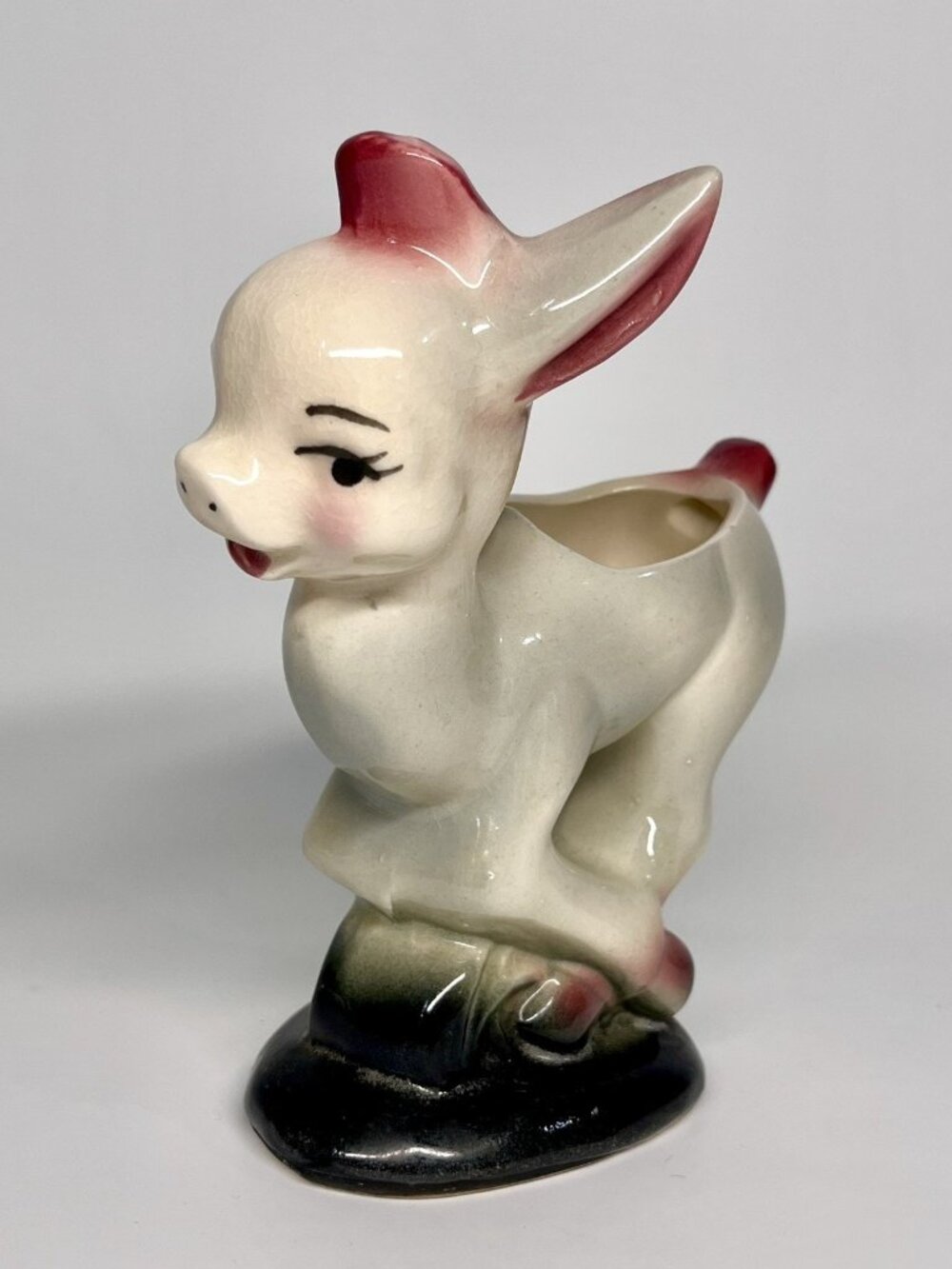 Pink Goat Deer Planter Vase 6 x 6 inches Ceramic Kitsch Vintage MCM - Picture 6 of 13